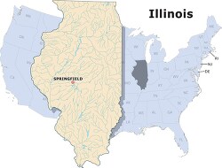 Illinois state large usa map clipart