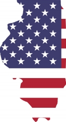illinois state map with american flag overlay