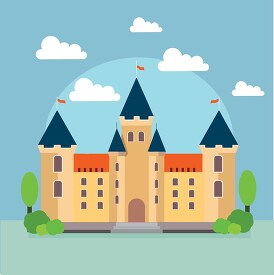 illustration clipart of a medieval castle with blue sky