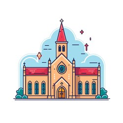 illustration of a church with blue sky in the background clip ar