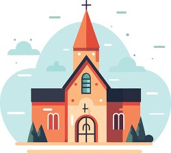 illustration of a church with trees in the background clip art