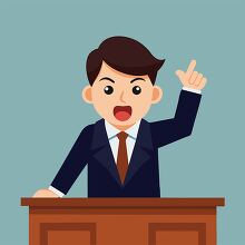 Illustration of a lawyer arguing in court