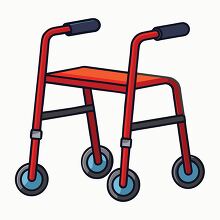 Illustration of a mobility walker in bright colors