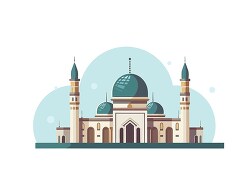 illustration of a mosque with a green dome clip art