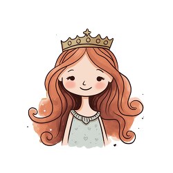 illustration of a princess with a crown and flowing red hair