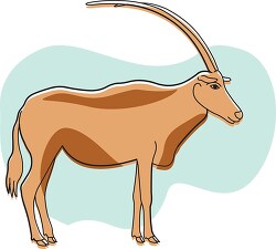 illustration of a standing oryx with long horns clip art