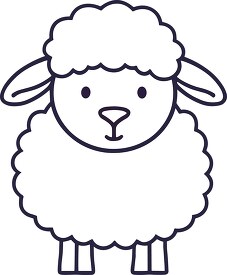 illustration of a white sheep with black outline coloring clip a