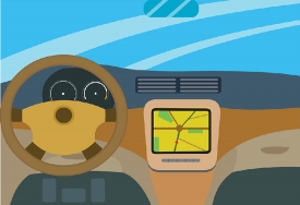 illustration of interior car dashboard vector clipart