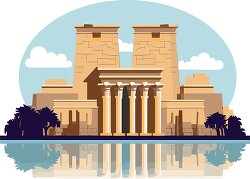 illustration of the ancient egyptian temple along the nile river