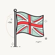 illustration of the flag of great britain waving in the wind han