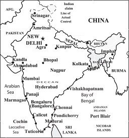 India icountry map black outline
