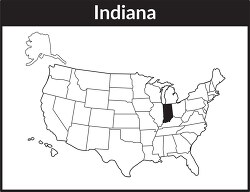 indiana map square black white clipart