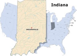 Indiana state large usa map clipart