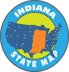 indiana state map with us map round design
