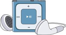 ipod nano portable media player with ear buds clipart