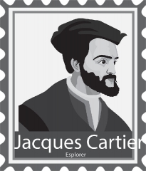jacques cartier explorer stamp style gray color clipart