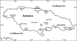 Jamaica country map black white