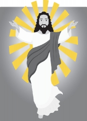 jesus hands stretched out blessing christian religion gray color