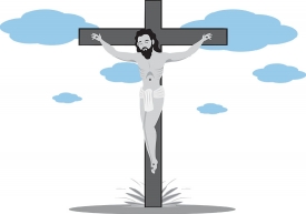 jesus on the cross christian religion gray color clipart