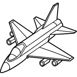 jet fighter airplane in black and white outline clipart