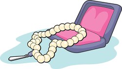 jewelry box with pearl necklace clipart