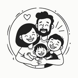 joyful illustration of a family hugging each other