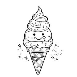 kawaii style ice cream cone with a smiling face