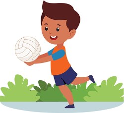 kid boy prepares to serve volleyball clipart