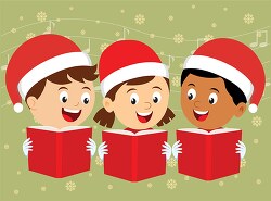 kids singing christmas carols clipart