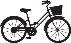 kids two wheeled bicycle with basket silhouette clipart