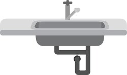 kitchen sink attached to pipes clipart