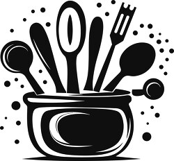 kitchen utensils black outline clip art