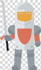 knight character with a stylized helmet and an orange visor