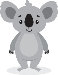 koala bear is standing upright and smiling gray color clip art