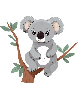koala rests in tree surrounded by eucalyptus leaves clip art