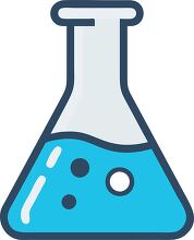 laboratory flask filled with blue liquid