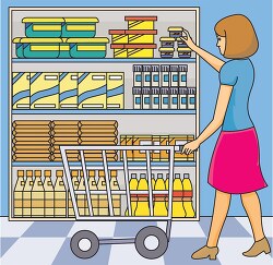 lady grocery shopping clipart