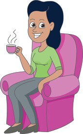 lady having tea while sitting on chair