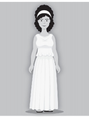 lady in ancient greek dress gray color clipart