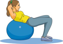 lady performs fitness exercise using ball