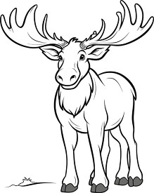 large elk with powerful antler black outline