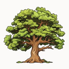 large oak tree with knotted trunk clip art