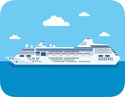 large passenger cruise ship out on the sea clipart