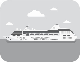 large passenger cruise ship out on the sea gray color clip art