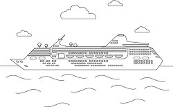 large passenger cruise ship out on the sea printable black outline