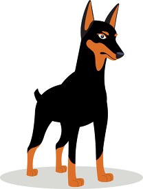 large pointed ear doberman pincher dog clipart