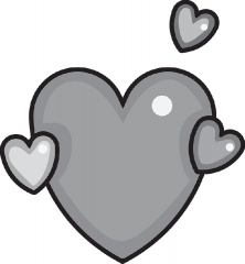 large red heart with three smaller hearts gray color clipart