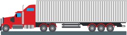 large red semi truck with silver enclosed cargo space transporta