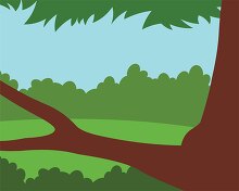 large tree branch with greenery in background clipart