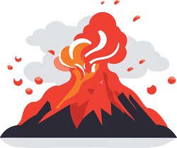 lava flowing down a volcano smoke and ash